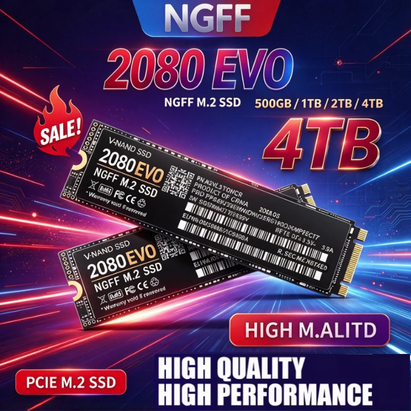 2080 EVO M.2 NGFF SSD,7200MB/s PCIe4.0 2280 Internal SSD,500GB/1TB/2TB/4TB High Speed Storage for Laptop & Desktop PC