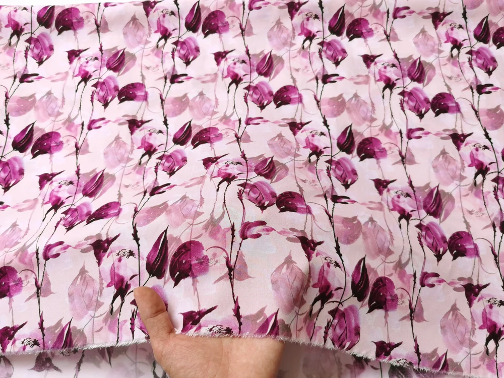 1 Meter x 1,4 Meter Blumenmuster-Viskosestoff, weiches Rayonmaterial für Kleider – Detail 9