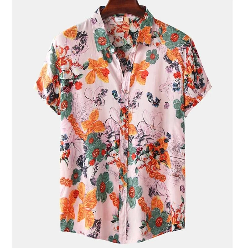

Fashion Floral Graphic Hawaiian Shirts For Men Summer Trendy Short Sleeve 3D Printed Shirt Loose Breathable Vacation Blouses