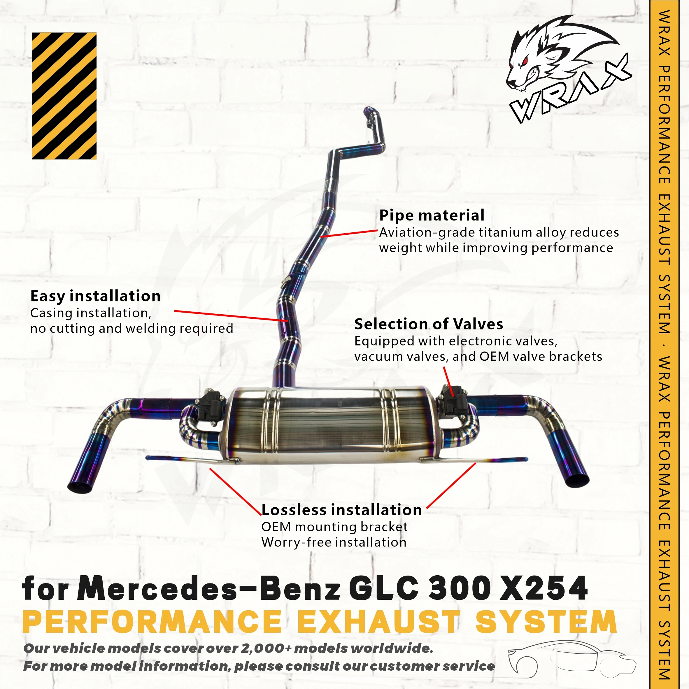 

WRAX Exhaust for Mercedes-Benz GLC 300 X254 Valve Controlled Catback Lightweight Titanium Lossless installation
