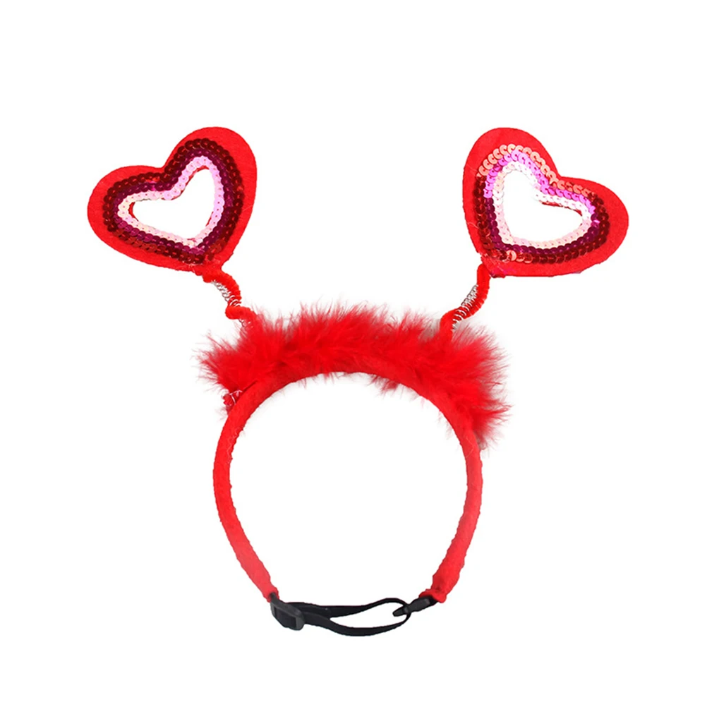 

Red Love Shaped Pet Hair Band Adjustable for Dogs Adorable Party Hairband Creative Photo Prop Costume Play Accessory