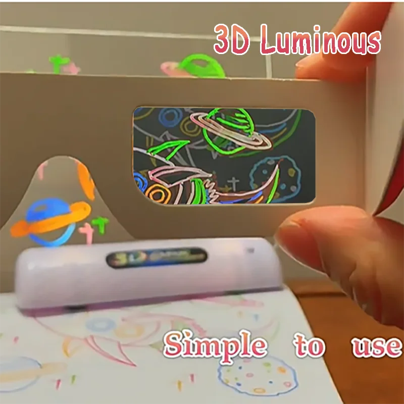 เด็ก LED Luminous กระดานดํา Dawing ของเล่น 3D สีสัน Art Doodle Board Marker ปากกา Pad Montessori การศึกษาของเล่นของขวัญ