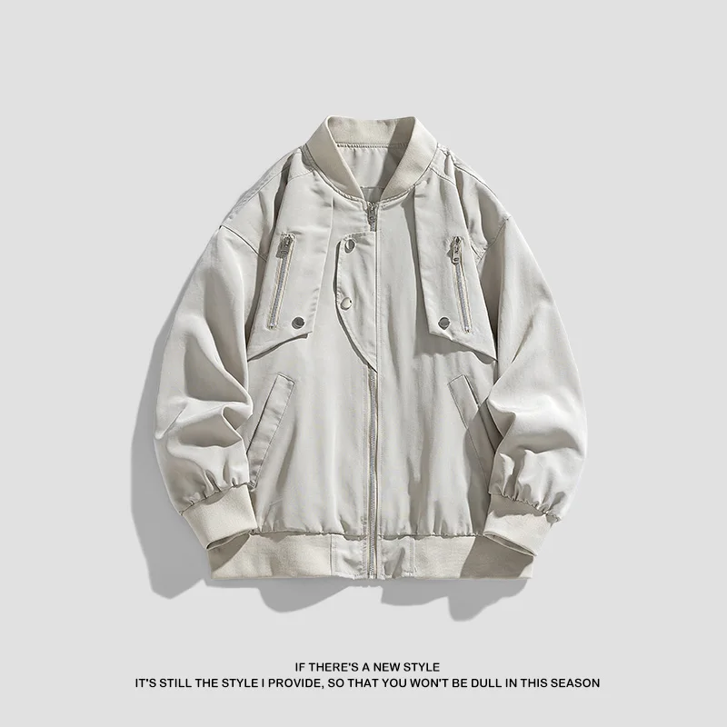 

Spring Autumn Trend Casual Jackets for Men Fashion Baseball Collar Male Clothes Outdoor Comfortable Zipper Outerwear New Style