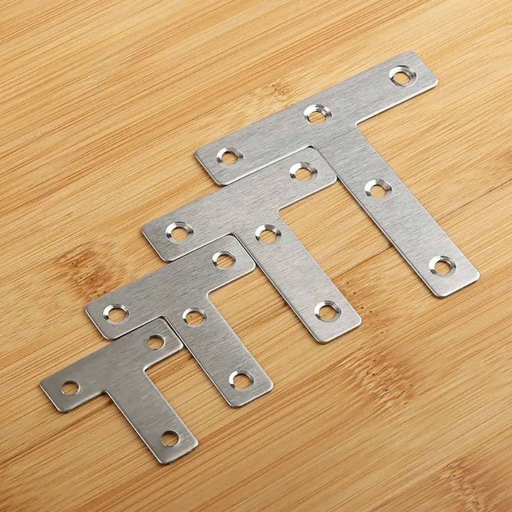 10Pcs 40/50/60/80mm Angle Bracket 90° Right Angle Flat Fastener Connection Plate T-type L-type Stainless Steel Corner Bracket