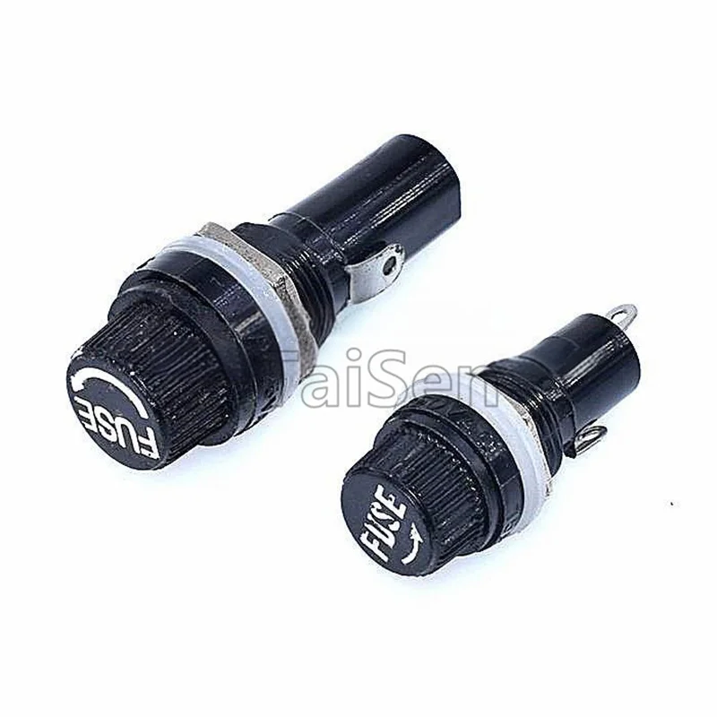 10 قطعة حامل فيوز أسود أنبوب زجاجي قاعدة فيوز 5 × 20 مللي متر 6 × 30 مللي متر مقبس فيوز 2 سنتيمتر