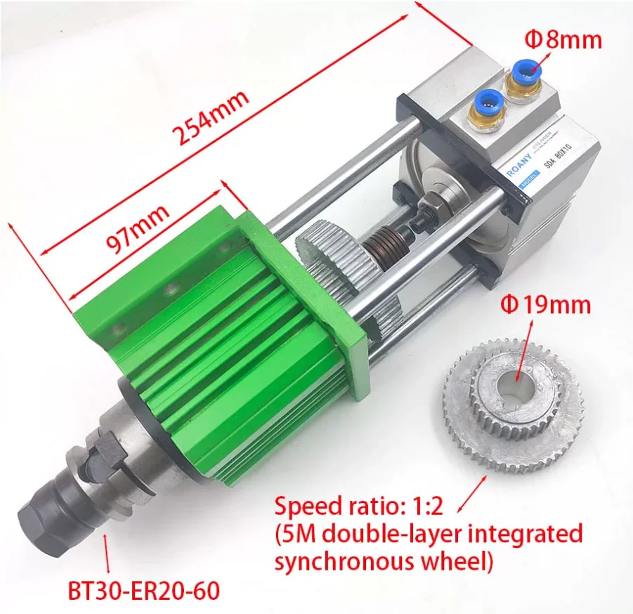

CNC No power BT30 unpowered spindle Semi automatic tool changing for engraving drilling metal
