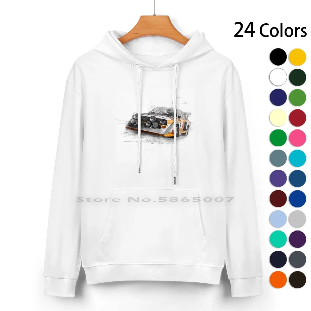 Rally Car Illustration Pure Cotton Hoodie Sweater 24 Colors Off Road Raly Group B Quatro Painting Effect Racing Rally