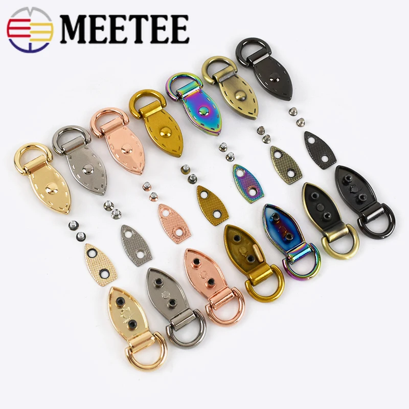 4Pcs Meetee 9/10mm Metal O D Ring Buckles Handbag Strap Clasp Clip Hook for Bag Side Hanger DIY Leather Craft Sewing Accessory