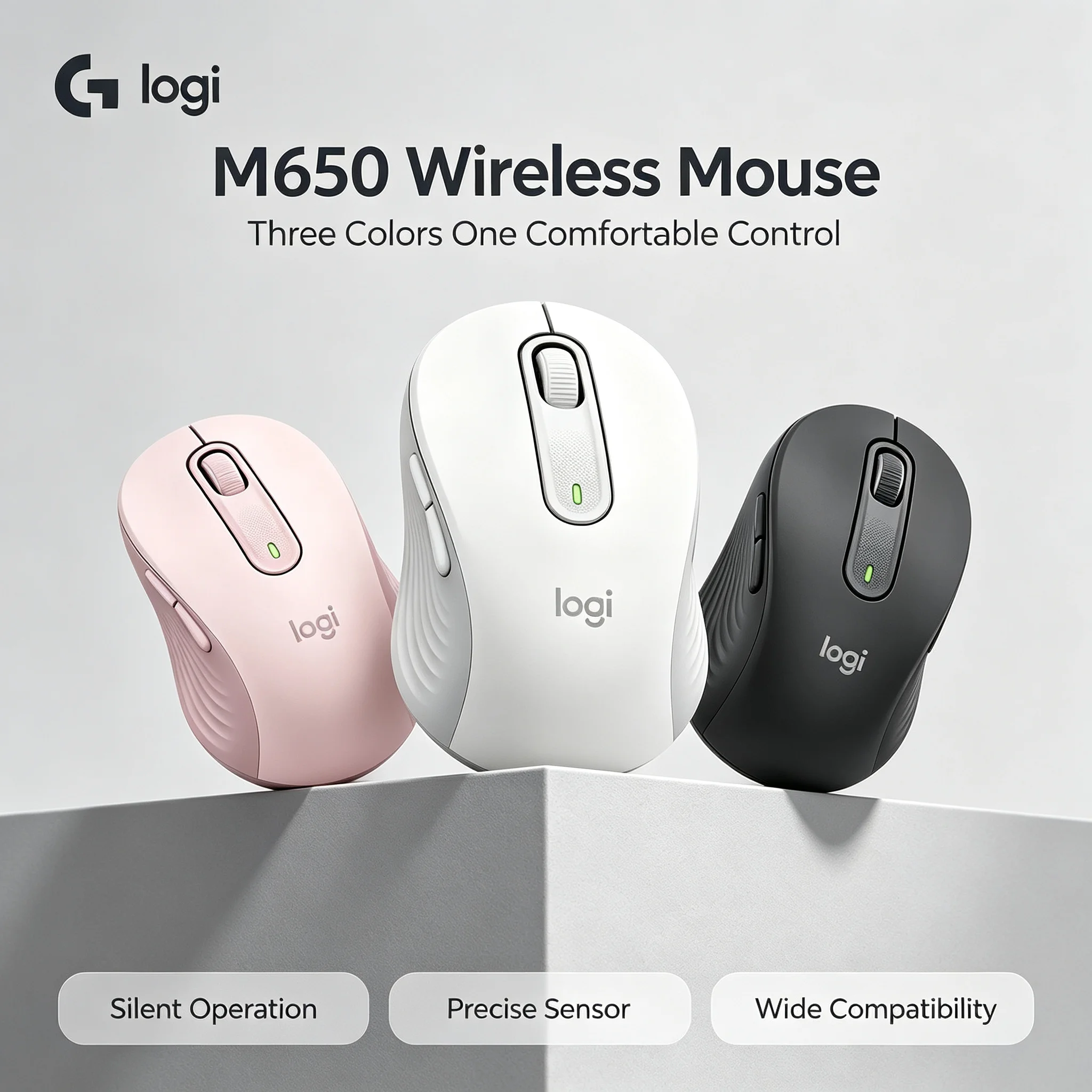 Logitech Signature M650 Wireless Mouse Dual Connectivity Bluetooth & 2.4G Receiver For Home Office
