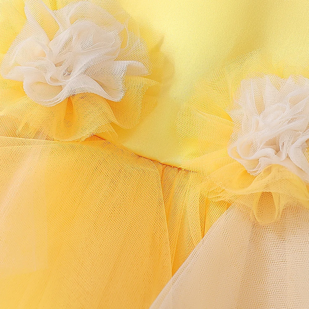 Toddler Baby Girls Princess Dress Yellow Flower Girl Wedding Party Dresses Newborn Christening Gown Infant Baby Summer Clothes