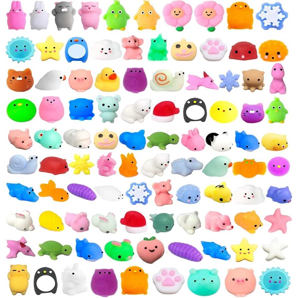 100 Stuks Mochi Squishy Speelgoed Kawaii Mini Dieren Squishies Stress Reliëf Speelgoed Voor Kinderen Jongens Meisjes Verjaardagsgeschenken Feest Gunsten Prijzen