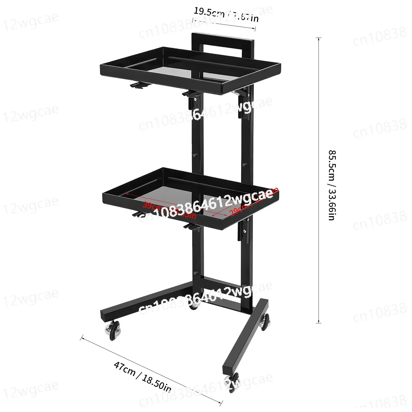 New Barber Rolling Tray Aluminum Trolley Cart Height Mobile Beauty Barbershop Spa Storage Salon Tattoo Hairstylist Tool