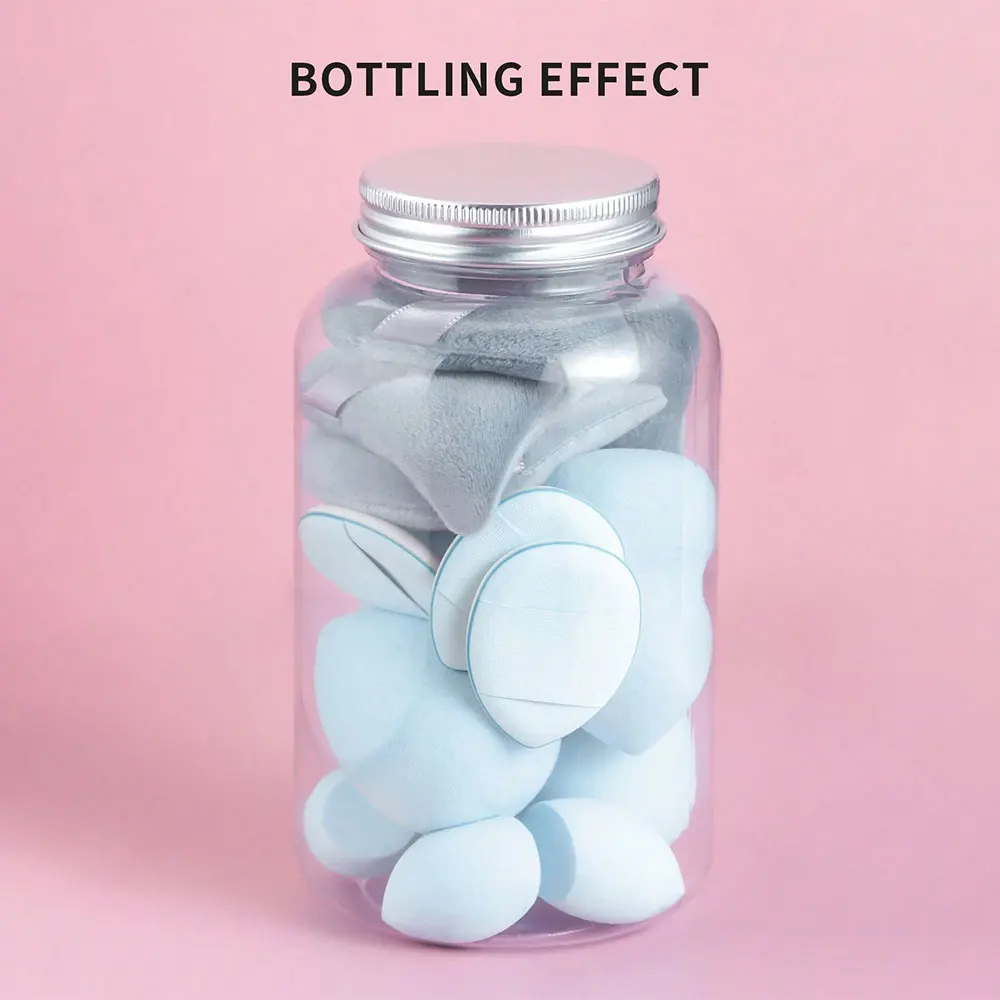 طقم إسفنجة مستحضرات تجميل بتصميم وعاء عسل صغير ، 4 خلاطات تجميل كبيرة ، نفث بودرة على شكل مروحة ، 4 خلاطات تجميل صغيرة ، 15