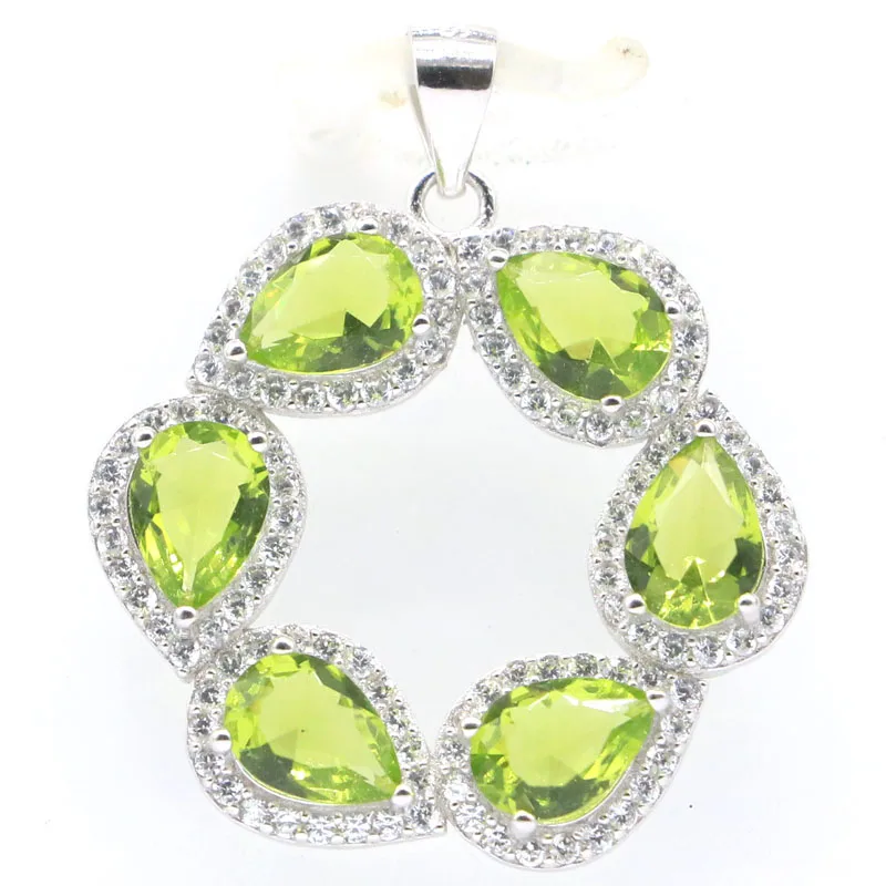 

Buy 4 Get 1 Free 29x26mm 3.3g Green Peridot Blue Aquamarine White CZ Daily Wear Real 925 Solid Sterling Silver Pendant