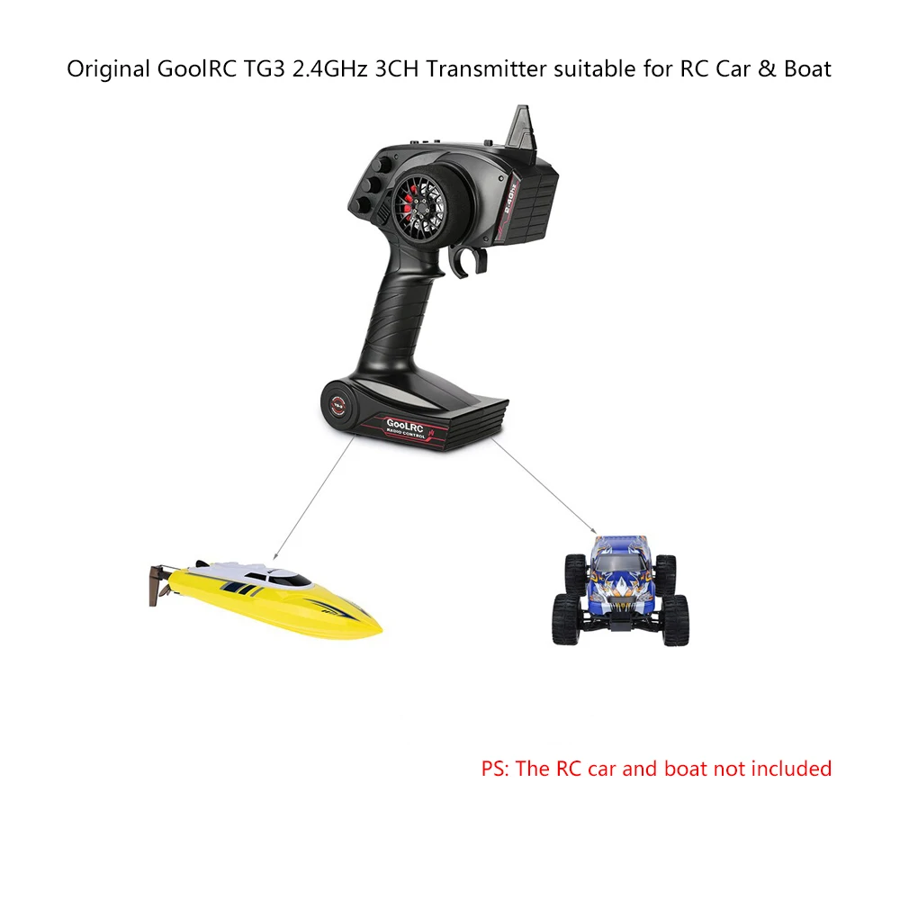 GoolRC 디지털 라디오 리모컨 송신기, RC 자동차 보트용 리시버 포함, TG3, 2.4GHz, 3CH