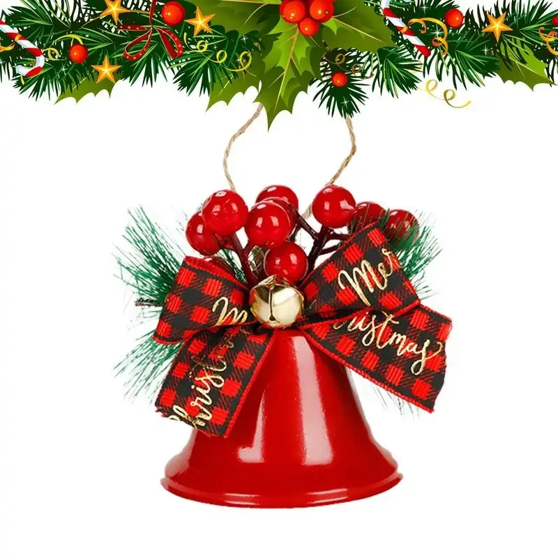 Christmas Bell Pendant Festive Pendant With Berry Christmas Tree Decoration Metal Bell Ornament For Winter Holiday Wedding