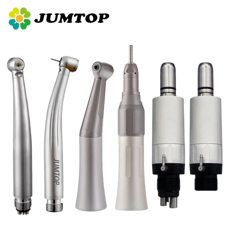 

JUMTOP Dental LED High Speed And FX Low Speed Handpiece Kits Contra Angle Straight Air Motor Set