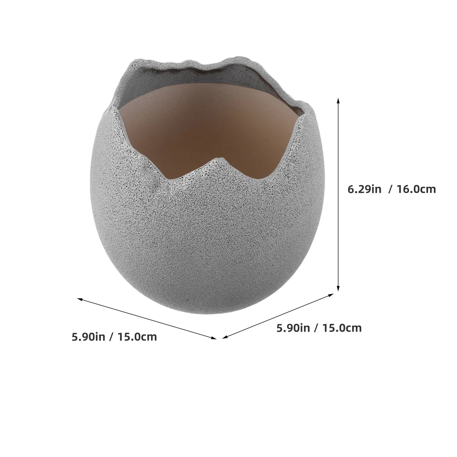 Small Ceramic Flowerpot Egg Shape Unique Cracked Texture Breathable Planter for Succulents Indoor Decor Living Room Office White