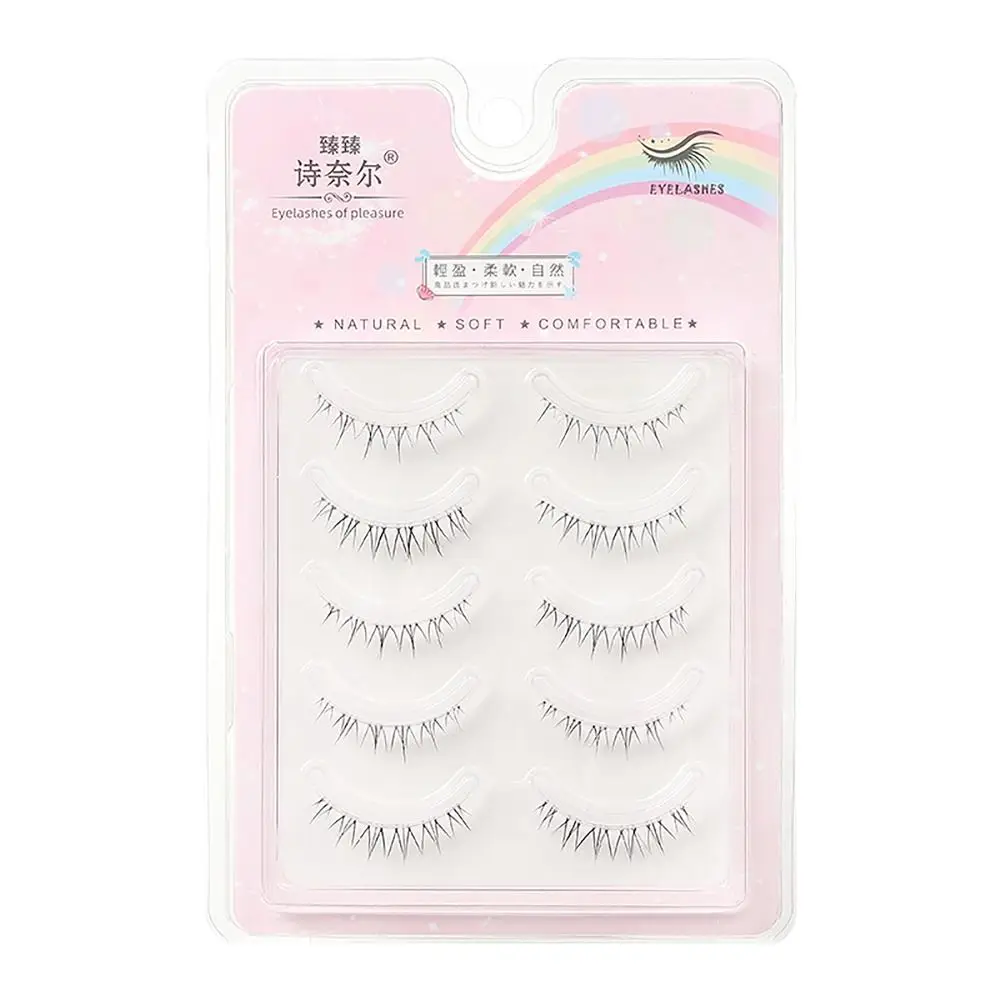 5PAIRS Whole Pair Lower False Lashes Tiny Flame Transparent Stems Eyelash Extension 1:1 Reduction Eye Makup Tool Beauty