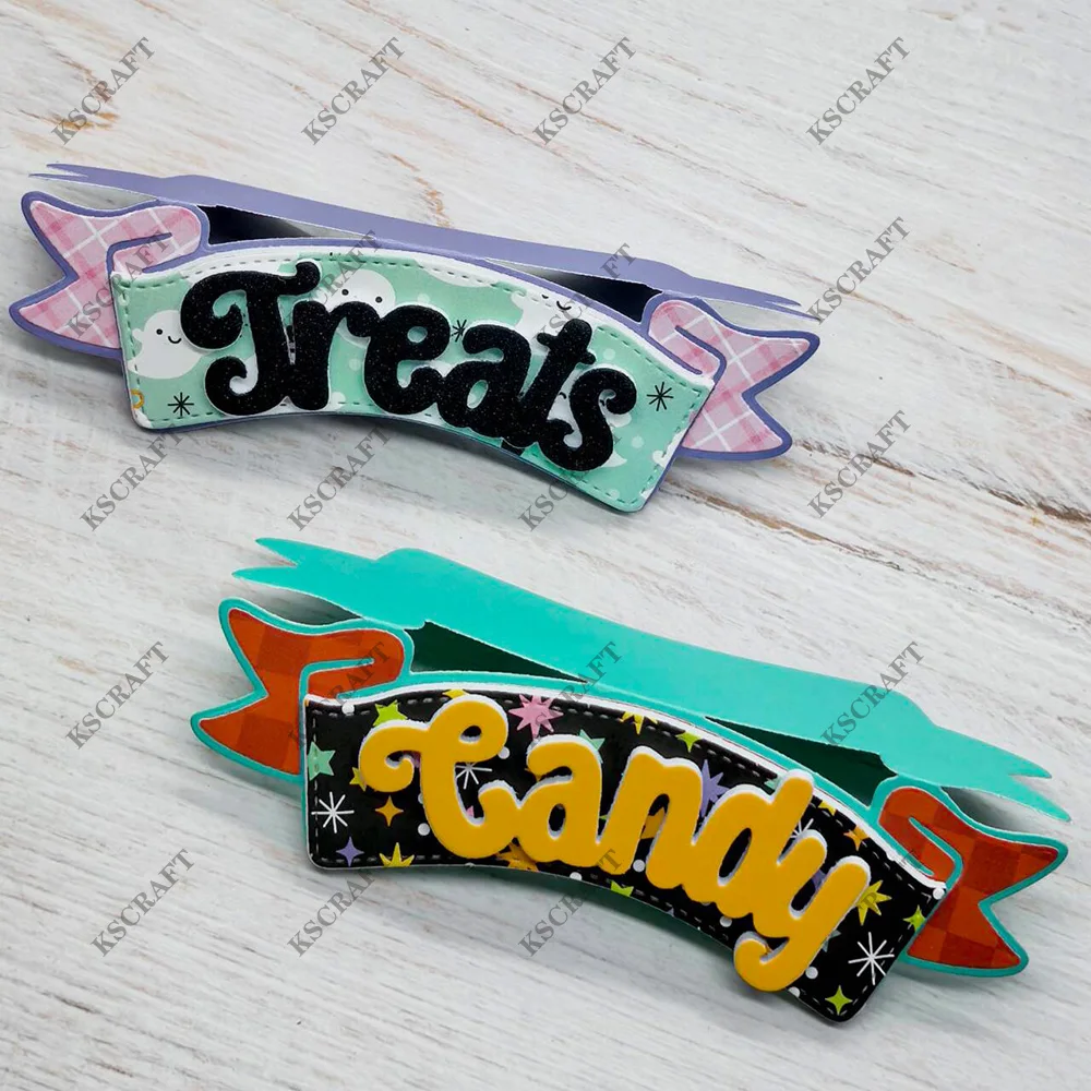 KSCRAFT Treat Banner Bag Topper Stanzformen Schablonen für DIY Scrapbooking, dekorative Prägung, DIY Papierkarten – Detail 2