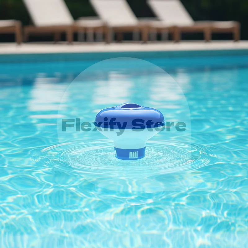 5 Inch Floating Pool Chlorine Tablet Dispenser Adjustable Flow Vents Leak Proof Lid for Summer Swimming Pool Care