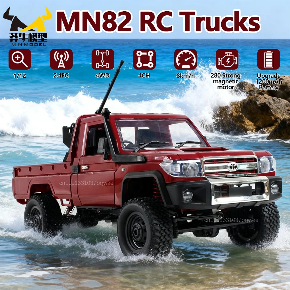 MN MODEL 1/12 4WD LC79 RC Duiken Off-road Auto Militaire Rock Crawler Terreinwagen Waden Flak Gun Truck Speelgoed voor Volwassen Gift