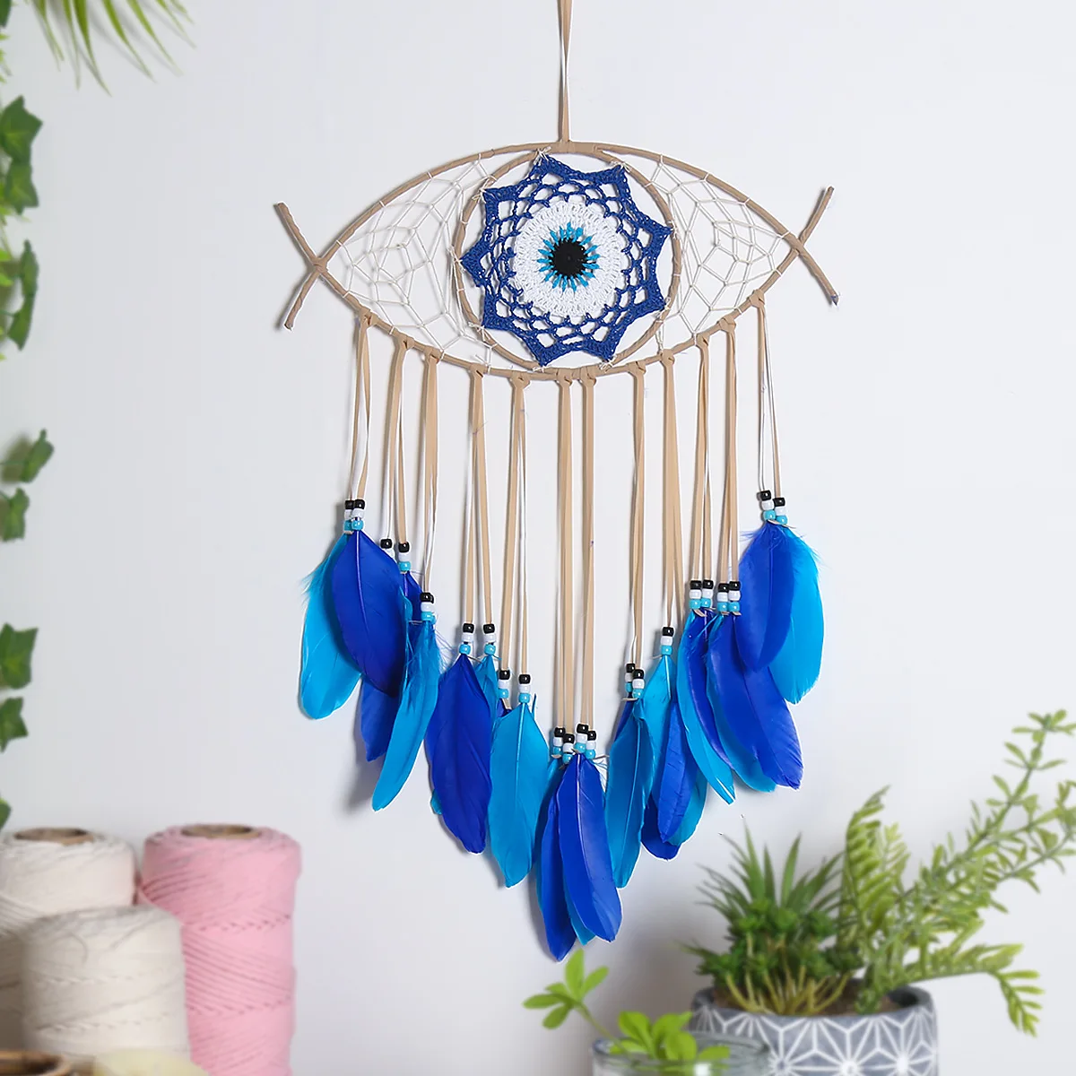 1pcs Wind Chimes Evil-Eye Pendants Blue Demon Eyes Wall Hanging Crafts For Home Decoration Creative Art Gifts Dream Catcher