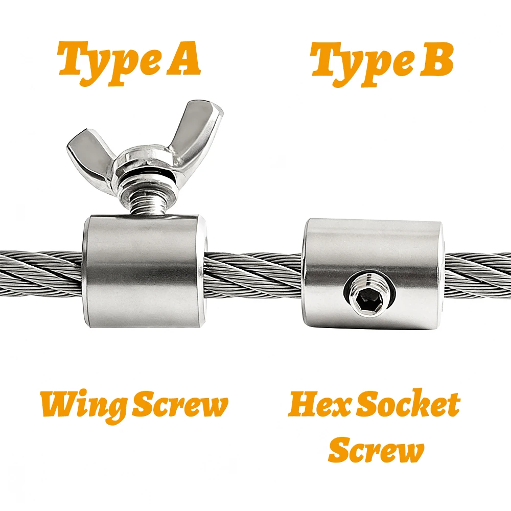 คลิปหนีบลวดสลิงสแตนเลส 304 ขนาด 2-10 มม. - สกรูหกเหลี่ยม (ประแจ) และตัวล็อคแบบผีเสื้อ ตัวล็อคเดี่ยว/คู่ สำหรับงานยกและรอก