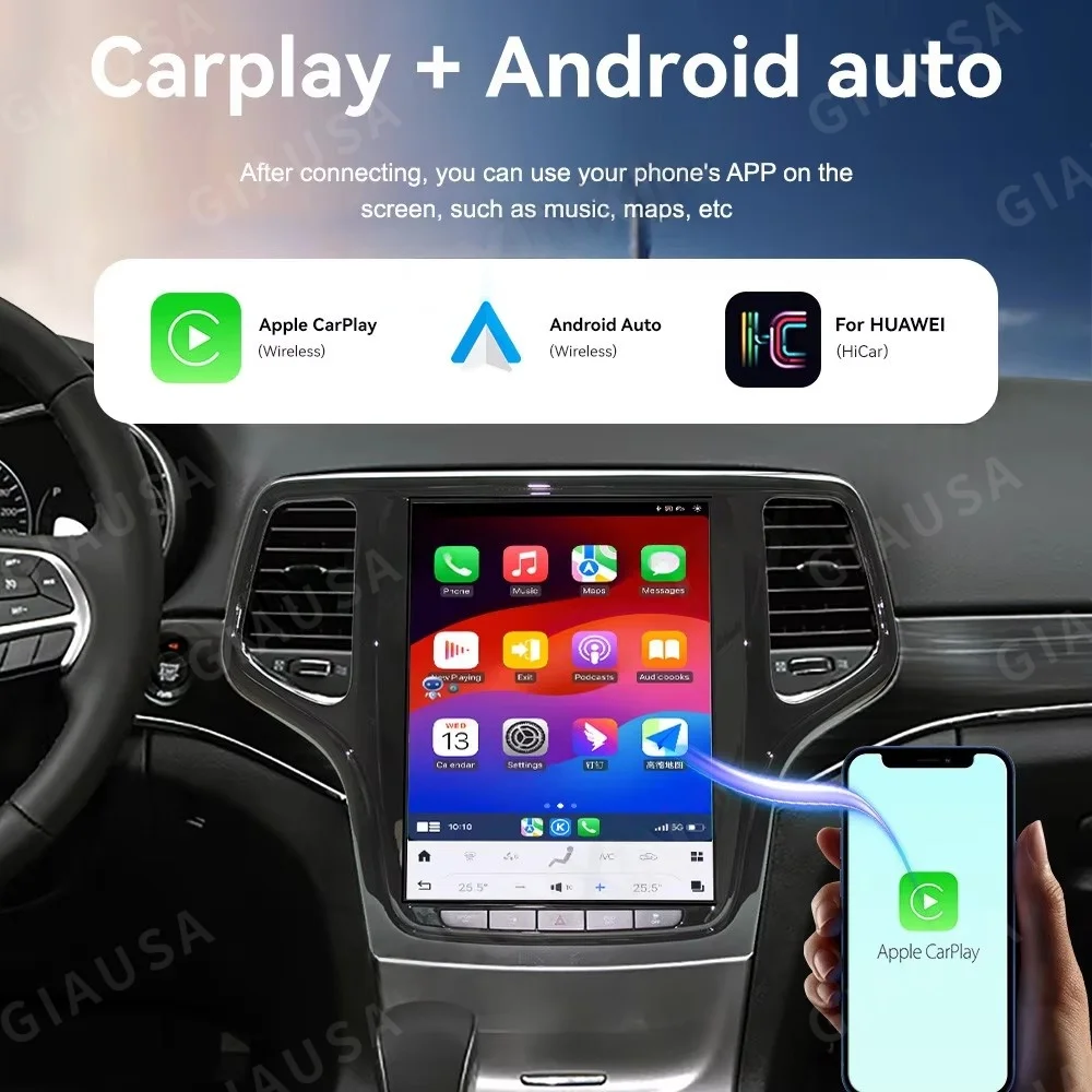 شاشة 10.4 بوصة 13.6 بوصة Android14 لسيارة جيب جراند شيروكي 2014-2019 CarPlay راديو السيارة ستيريو مشغل فيديو تلقائي وحدة رأس الملاحة