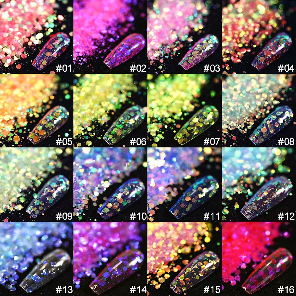 50 جرام/الحقيبة المجسم مختلط مسدس مكتنزة مسمار بريق الترتر الليزر سبانجلز ثلاثية الأبعاد رقائق شرائح هلام البولندية مانيكير الديكور #5