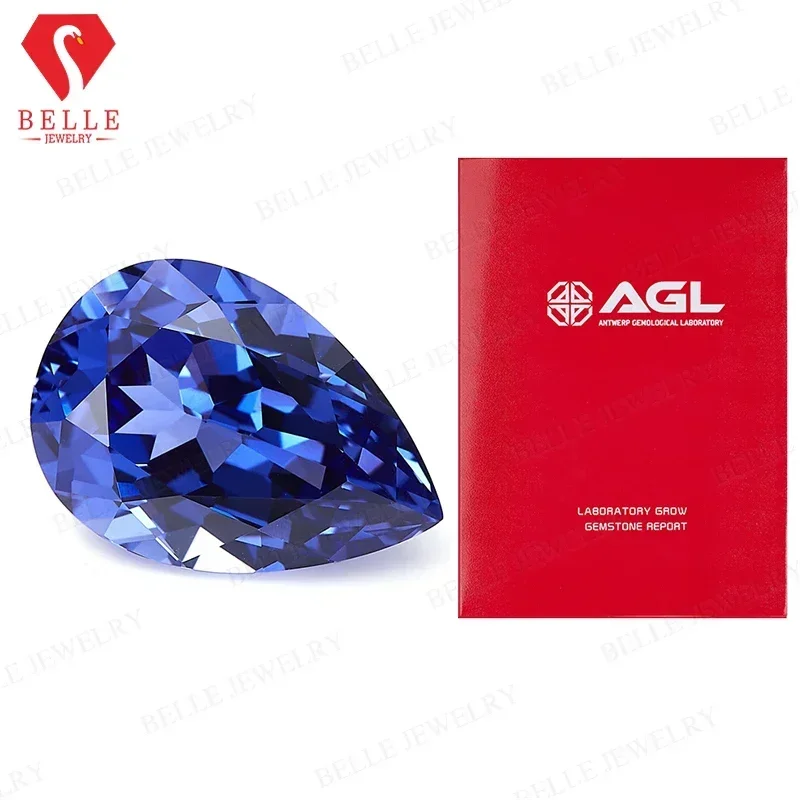 

New Promotion Lab Grown Sapphire Brilliant Pear Royal Blue Color AGL Certificate Manufacturer China Wholesale Finishing Stone