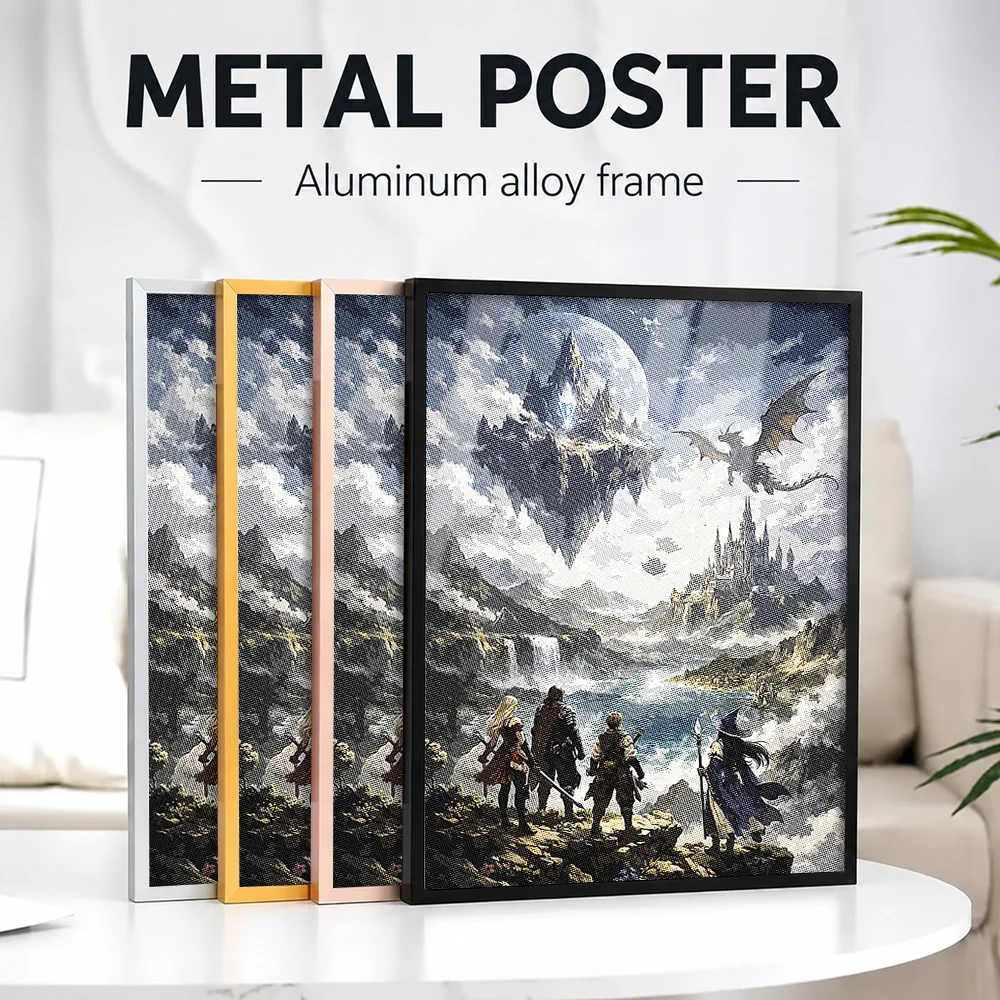 Final Fantasy Framed Metal Poster Personalized Photo Enchanting Graphic Style Wall Art For Bedroom And Study Adventure Fan Gift