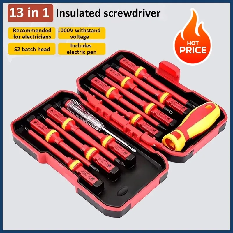 

Набор отверток, набор изолированных отверток 1000 В с магнитным футляром, инструменты для домашнего и профессионального использования, электрики