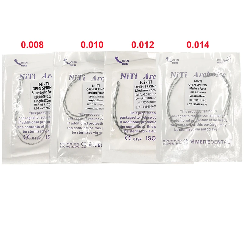 2 unids/bolsa Dental ortodoncia NiTi resorte abierto Dental bobina elástica resorte ortodóntico resorte abierto materiales de odontología
