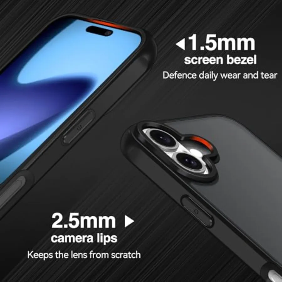 حافظة 3 في 1 لهاتف آيفون 17 6.3 2025 مع 2 عبوة من واقي شاشة من الزجاج المقسى [حماية من الدرجة العسكرية] با شفافة بلوري