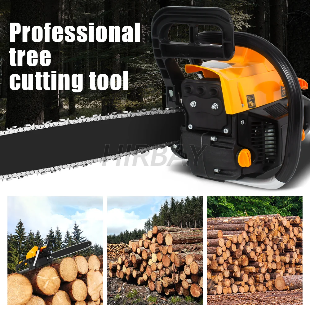 Chainsaw Professional Tree Cutting 9800W Gas Chainsaws 75CC Petrol Gasoline Chain Saw Cylinder Transparent Fuel Tank 14300R/MIN