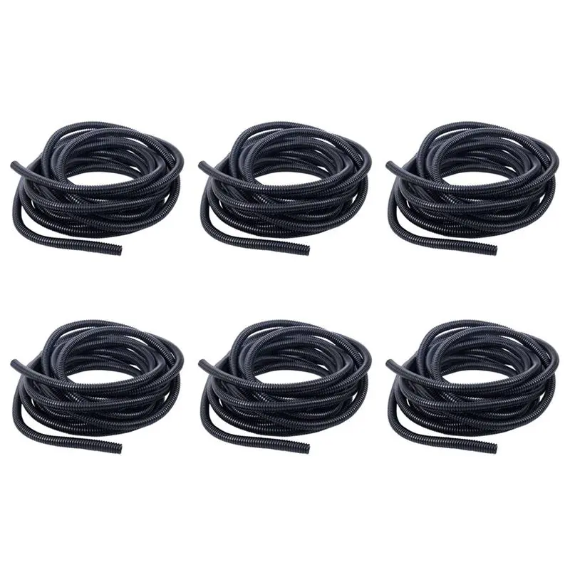 

6Pcs 20 Ft Split Wire Conduit Polyethylene Tubing Black Color Sleeve Tube 10Mm Inner Diameter
