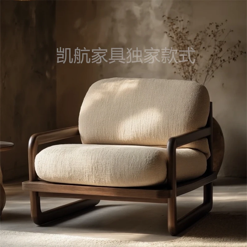 

Retro casual style single sofa Song aesthetics lazy sofa living room bedroom home high-end reception sofa Furniture Home