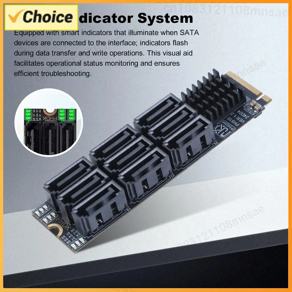 

9 Ports M.2 M Key NVME to SATA 3.0 Converter Adapter 6Gbps PCIE 3.0 X2 Hard Disk Expansion Card Smart Monitoring for Desktop PC