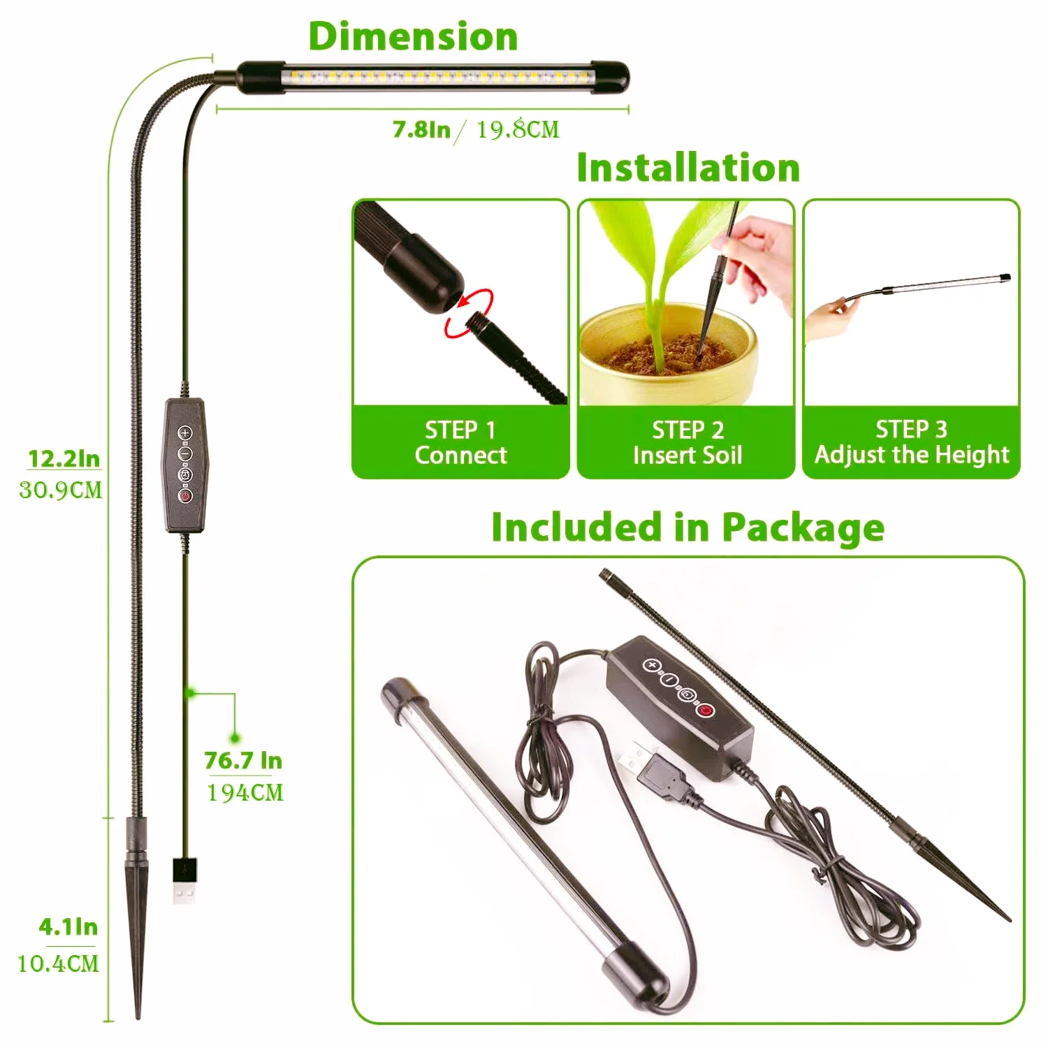 LED plant growth lamp, full spectrum of 48 lamp beads, USB plug-in type, potted fill light lamp.
