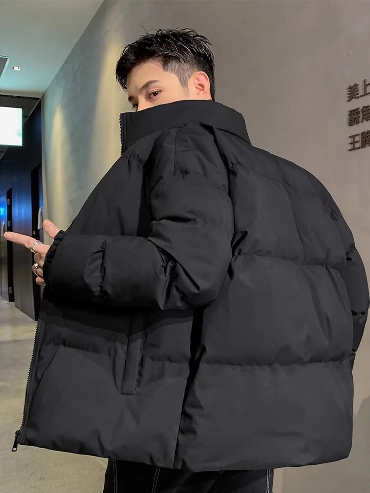 

Men's Winter Thiened down Cotton Jaet Warm Stand Collar All-Match Autumn Winter Faionable Zipper Closure Long Sve Coat