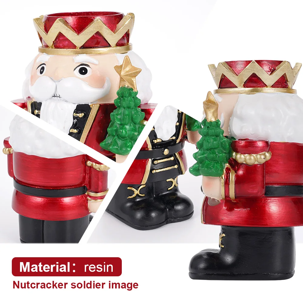 9.5×7.5×13.5cmくるみ割り人形キャンドルスティックオーナメント クリスマス 新年 お祭り パーティー ホーム オフィス デスクトップデコレーション キャンドルオーナメント