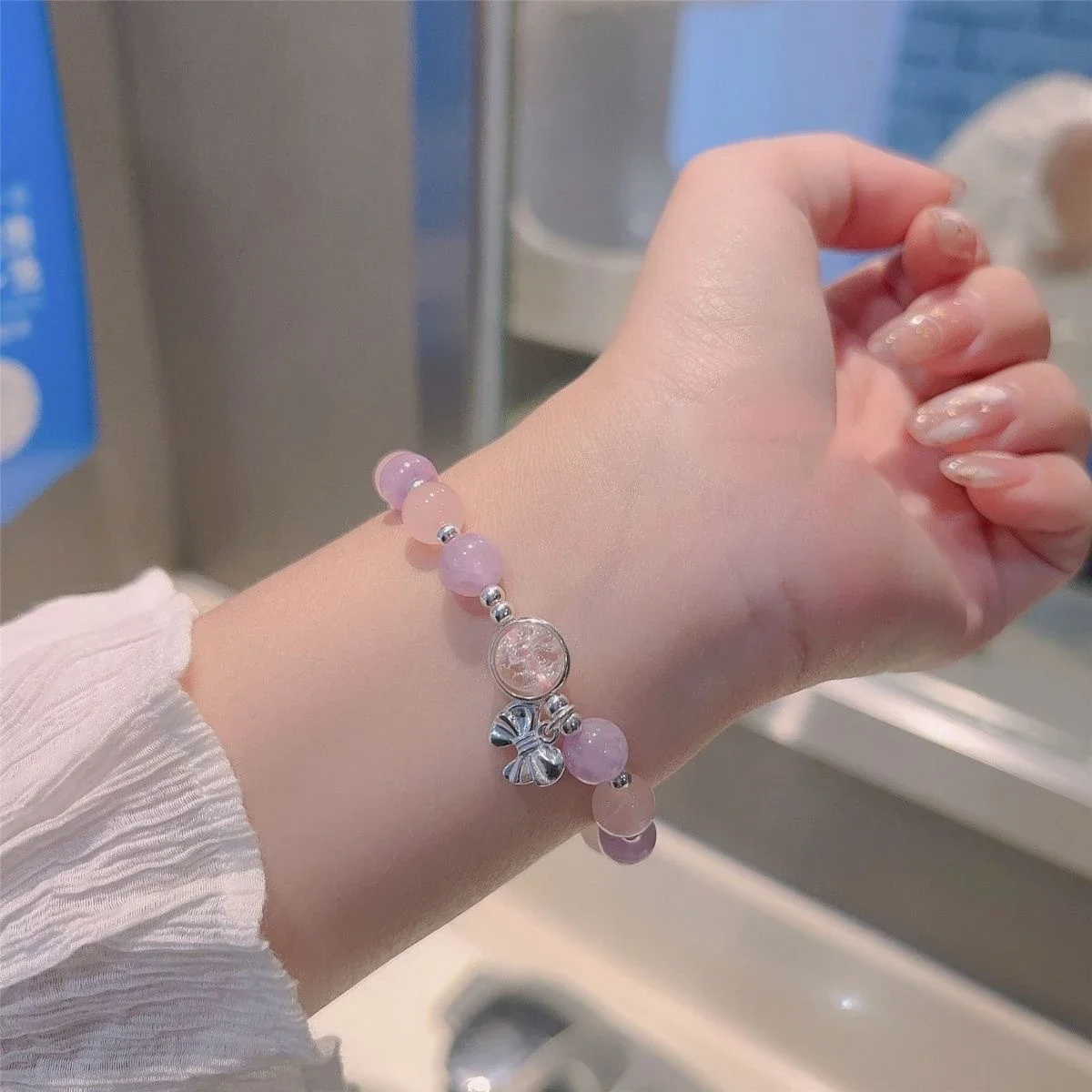 Fashion Niche Design Star Chain Tassel Bracelet for Women Fantasy Blue Crystal Beads Elastic Rope Bracelet Best Friend Jewelry