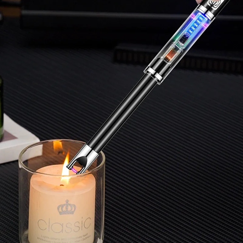 

Type-C Rechargeable Kitchen Utensils Portable Intelligent Pulse Igniter Household Gas Stove Long Handle Electronic Lighter Torch
