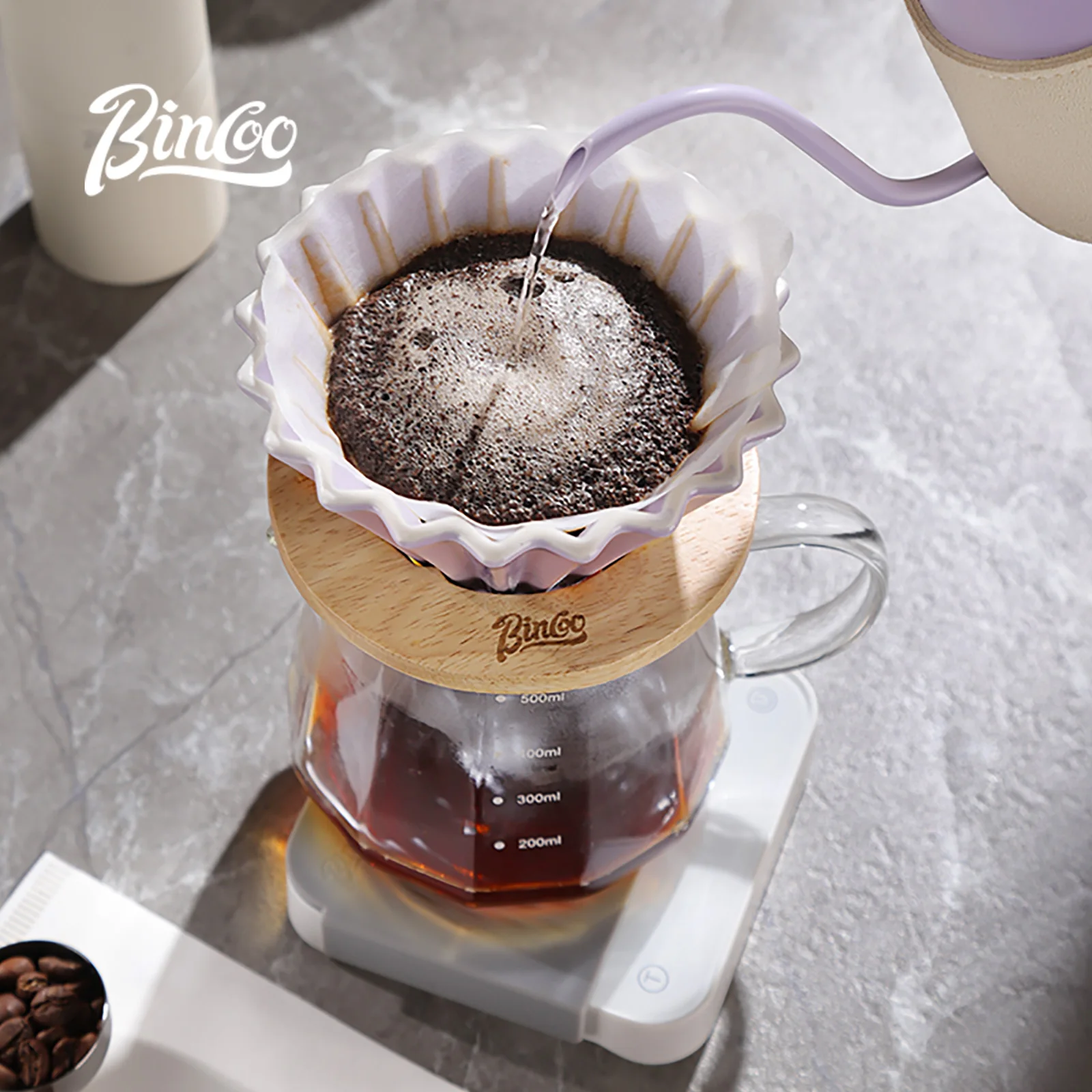 BINCOO 1-2 Cups Coffee Filter Cup Reusable Ceramic Dripper Funnel Coffee Maker for Hand Brew Espresso Pot and Machine Coffeeware