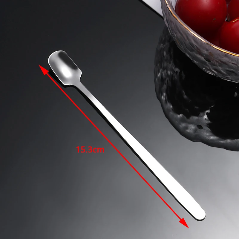 1PCS Stainless Steel Long Handle Ice Spoon Tableware For Coffee &Tea Ice Cream Dessert Stirring Spoons Scoop