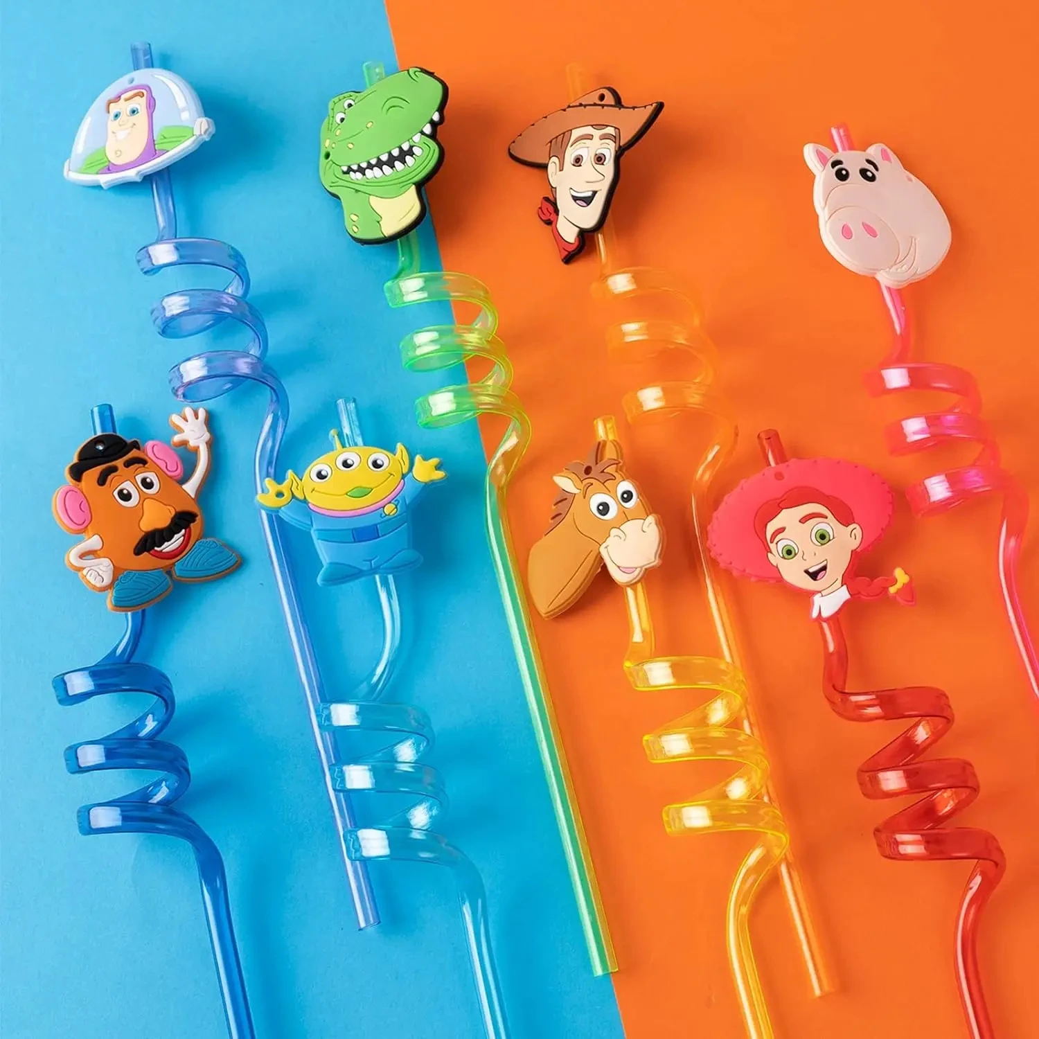 6Pcs Toy Story Birthday Party Reusable Drinking Straws 6Pcs princess Straws for Party Favors Supplies Kids Birthday Party