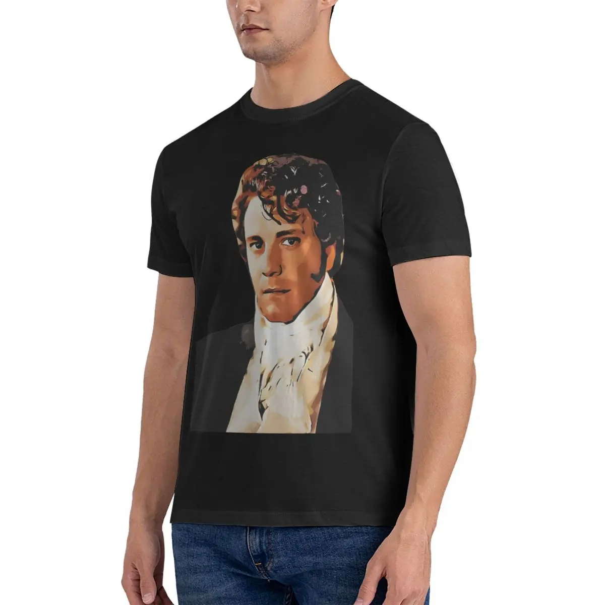 Mr Darcy, Art Print Cartoon Effect Men T Shirt Pride & Prejudice Amazing Tees Short Sleeve Round Neck T-Shirt 100% Cotton Party