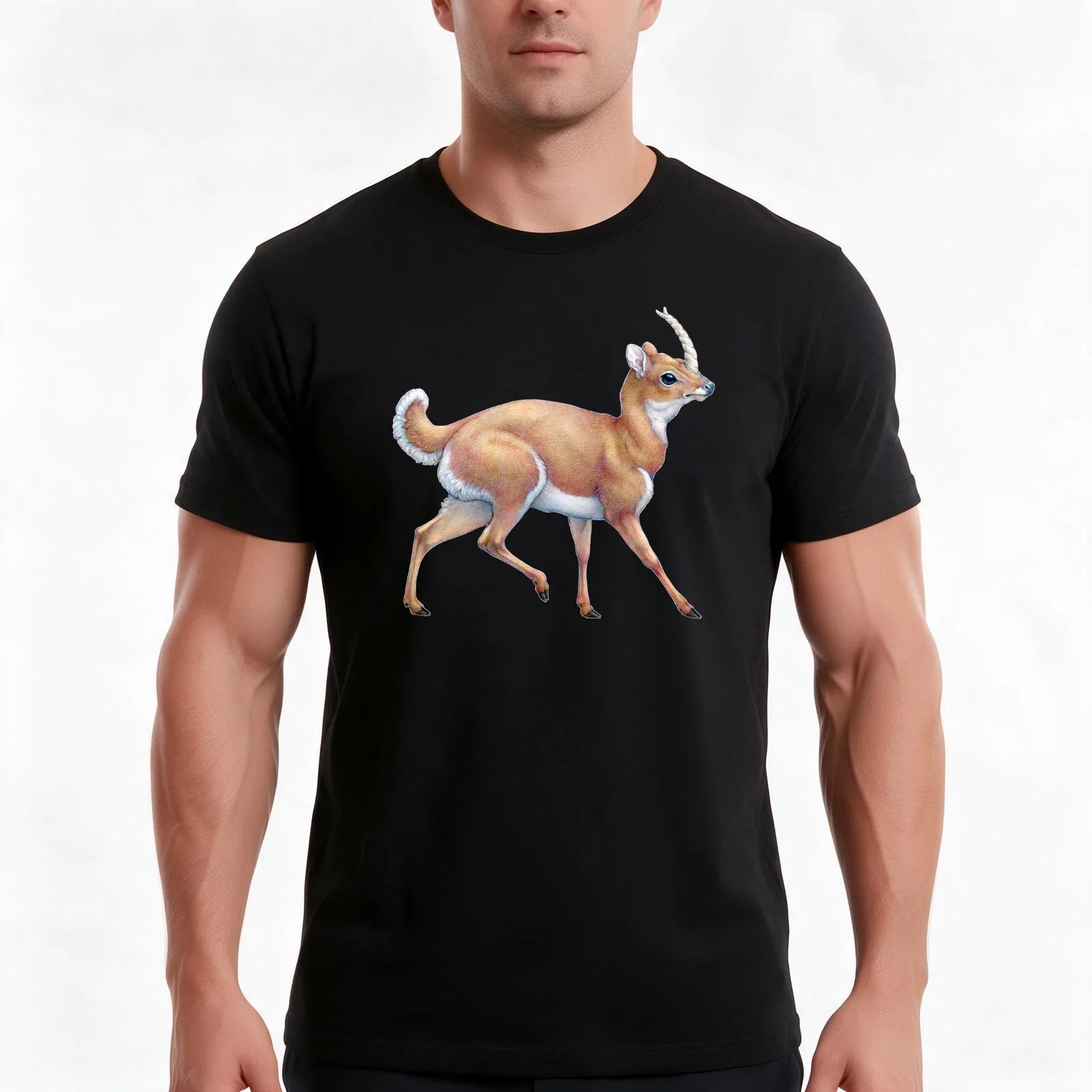 Pygmy Unicorn Coloured Pencil Illustration T-Shirt, Summer Casual Cotton Tee, Oversized Streetwear Tops, Vintage Graphic Print