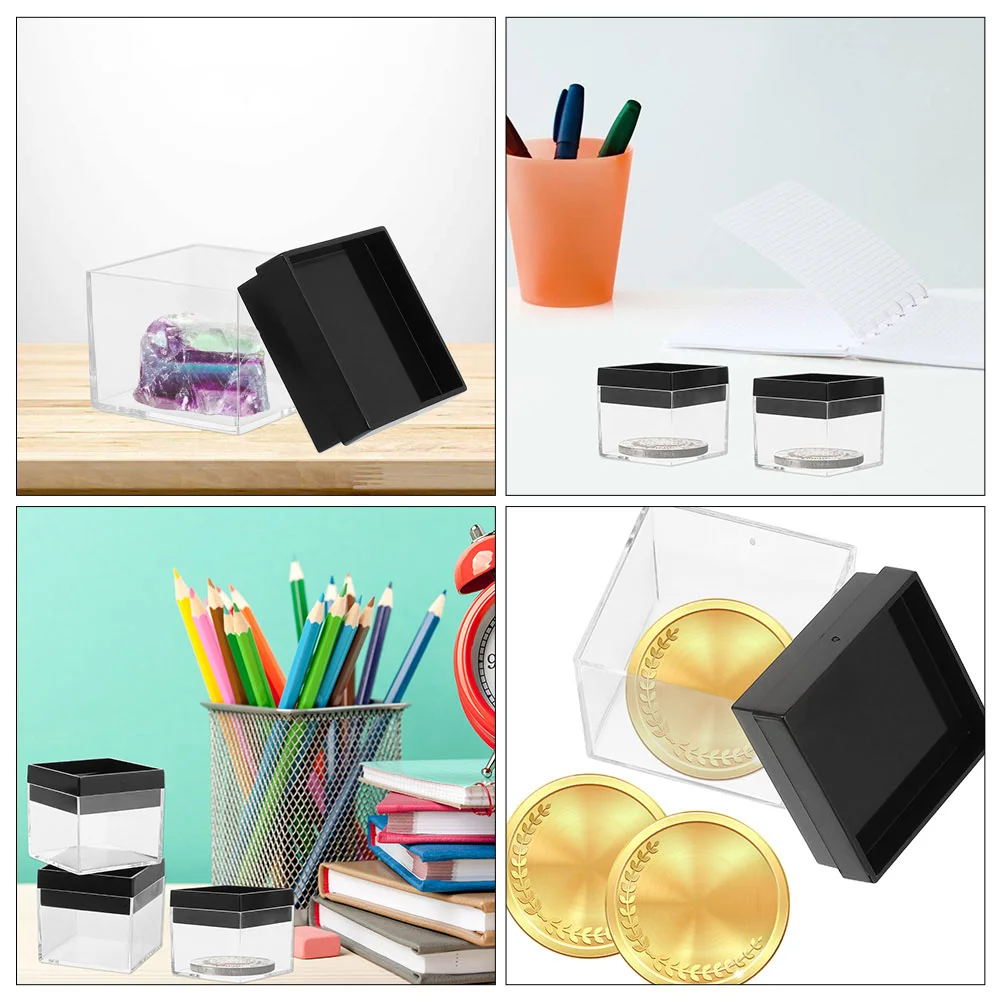 12 Pcs Mineral Standard Box Mini Compartments Grids Jewellery Storage Organiser Transparent Lid Boxes Case Plastic Man